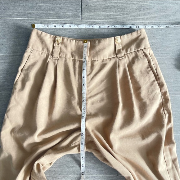 REISS Esther Wool Silk Linen Blend Pleat Front Trousers High Rise Pants In Tan 8 - Picture 14 of 16